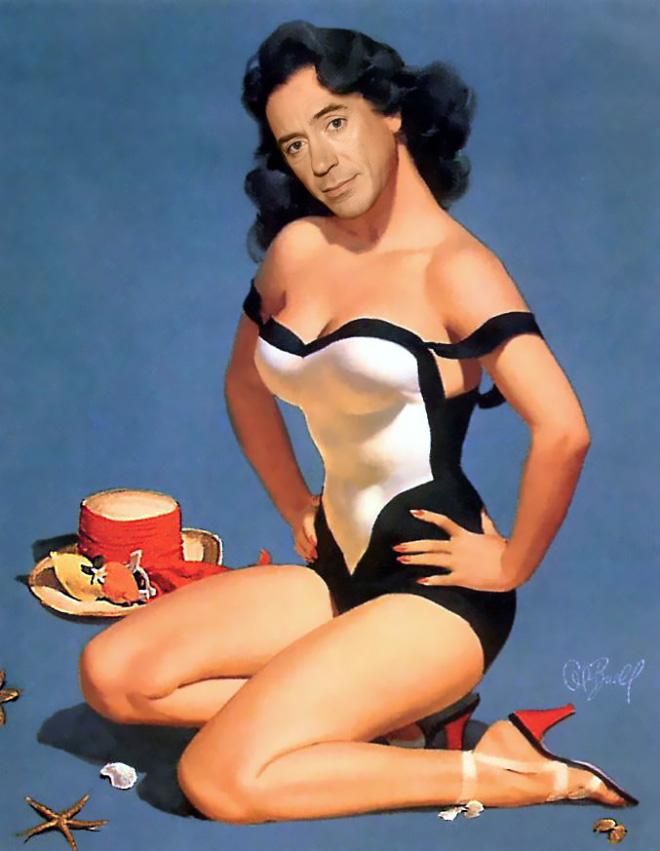 Robert Downey Jr. as a pinup girl.