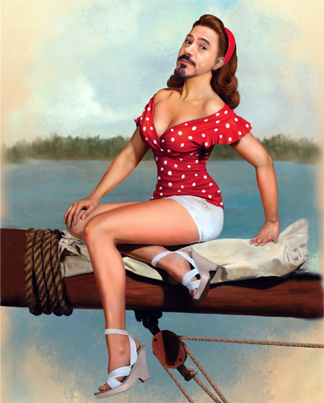 Robert Downey Jr. as a pinup girl.