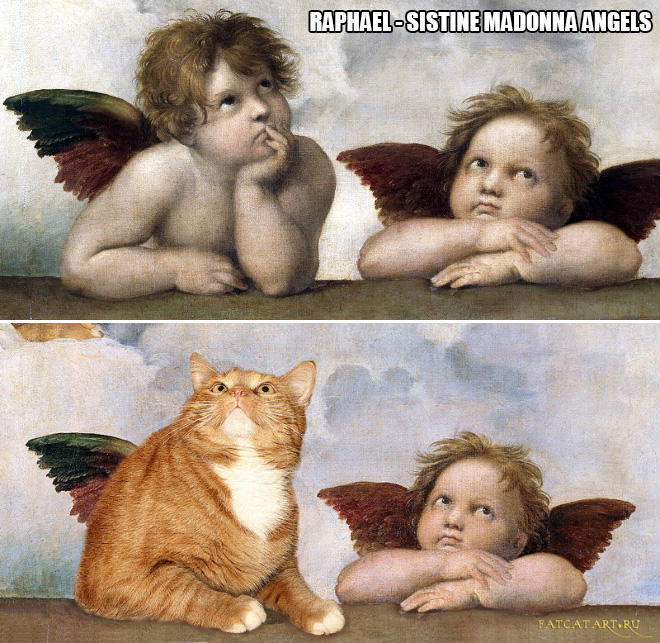 Painting improved with a fat ginger cat.