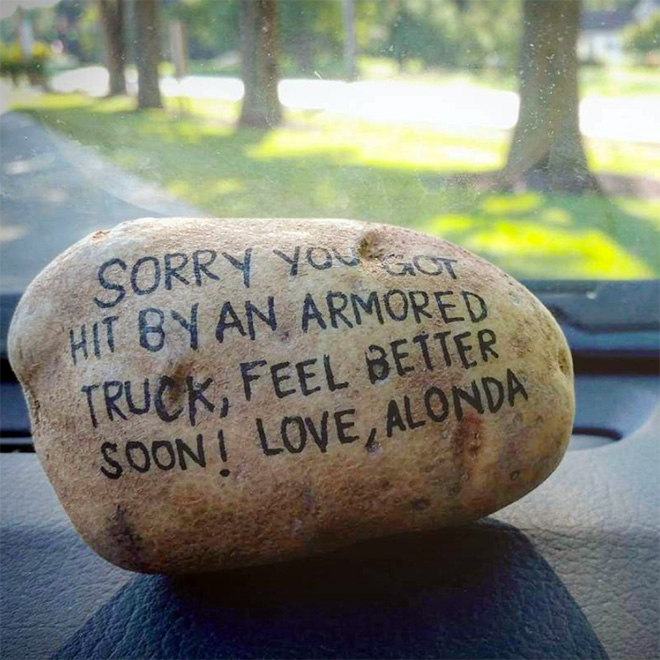 Message delivered by potato mail service.