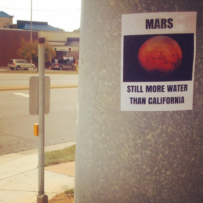 Clever poster by Jason C. Saenz posted in California.