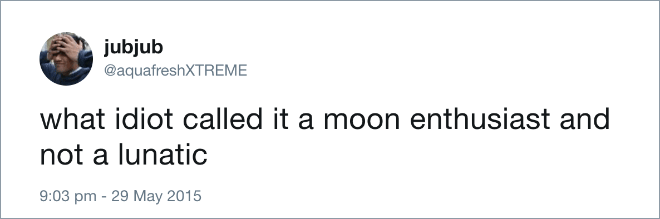 what idiot called it a moon enthusiast and not a lunatic