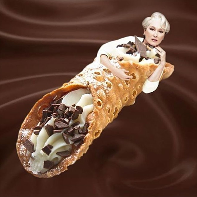 Meryl Streep photoshopped into food.