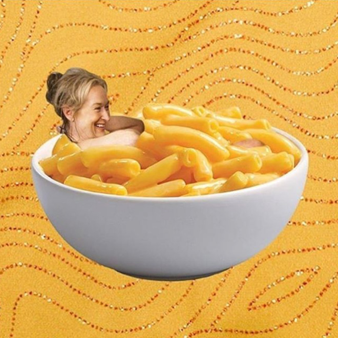 Meryl Streep photoshopped into food.