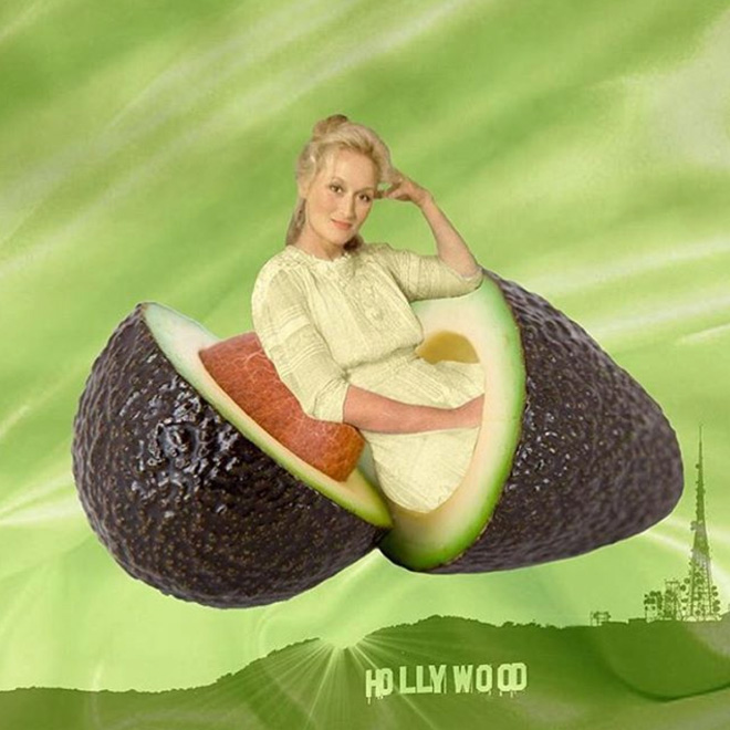 Meryl Streep photoshopped into food.