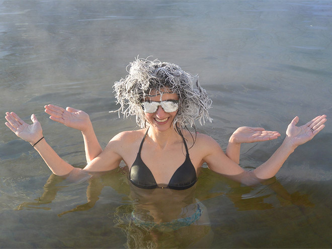 Funny frozen hair.