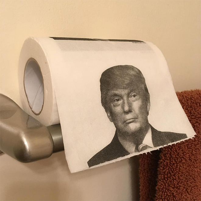 Donald Trump toilet paper vs. Coronavirus.