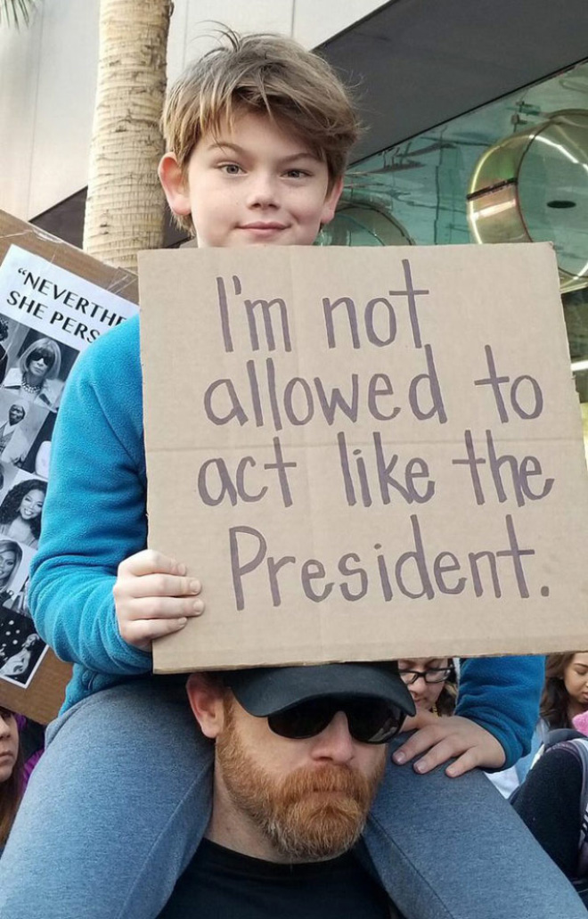 Kids make the best protest signs.