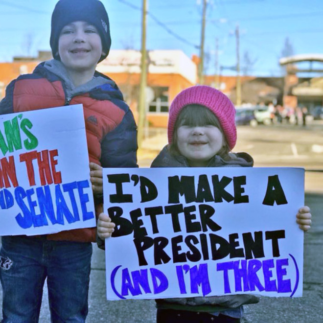 Kids make the best protest signs.