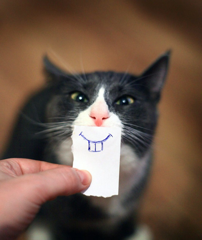 Funny paper cutout facial expression.