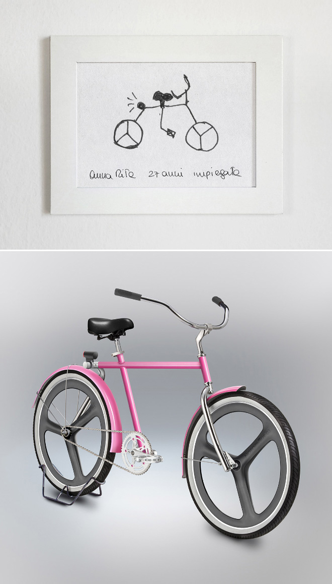 Drawing made from memory recreated as a real bicycle.