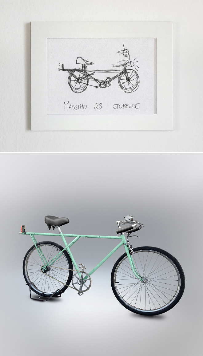 Drawing made from memory recreated as a real bicycle.