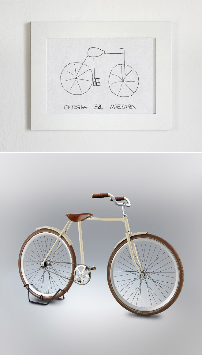 Drawing made from memory recreated as a real bicycle.