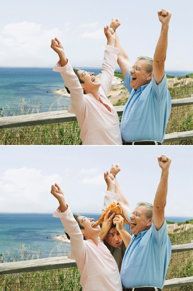 Photobombing a stock photo.