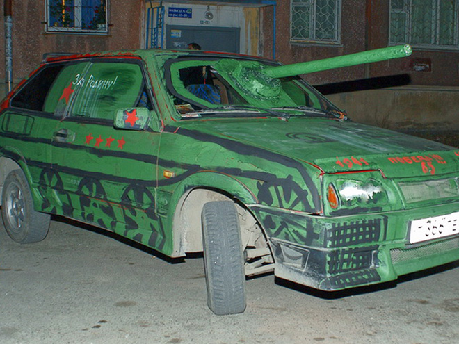 Russians love turning their cars into tanks.