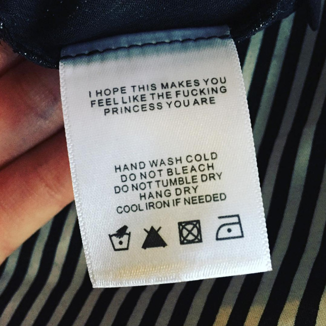 Funny clothing tag.