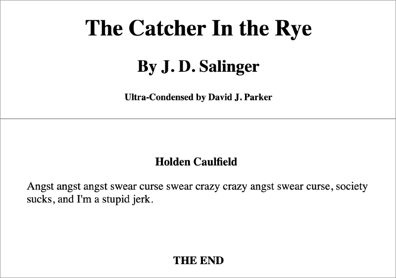 The Catcher In the Rye