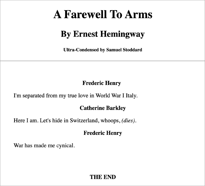 A Farewell To Arms