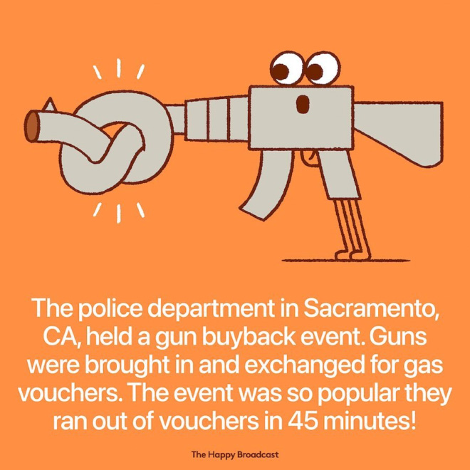 The Sacramento Police Department said on Facebook that 134 people had dropped off firearms in exchange for $50 gas gift cards. The day's collections included at least one assault weapon, components of privately manufactured "ghost guns" and "multiple other illegally configured firearms," they said.