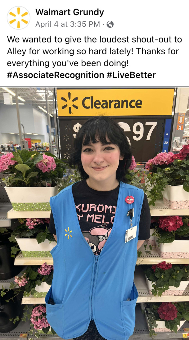 We wanted to give the loudest shout-out to Alley for working so hard lately! Thanks for everything you've been doing! #AssociateRecognition #LiveBetter
