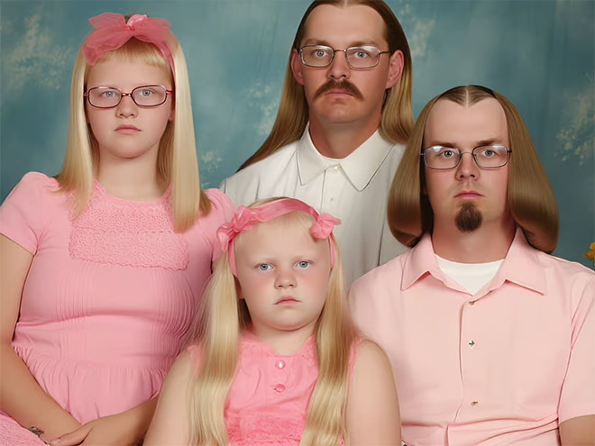 Awkward family photo, created by AI.