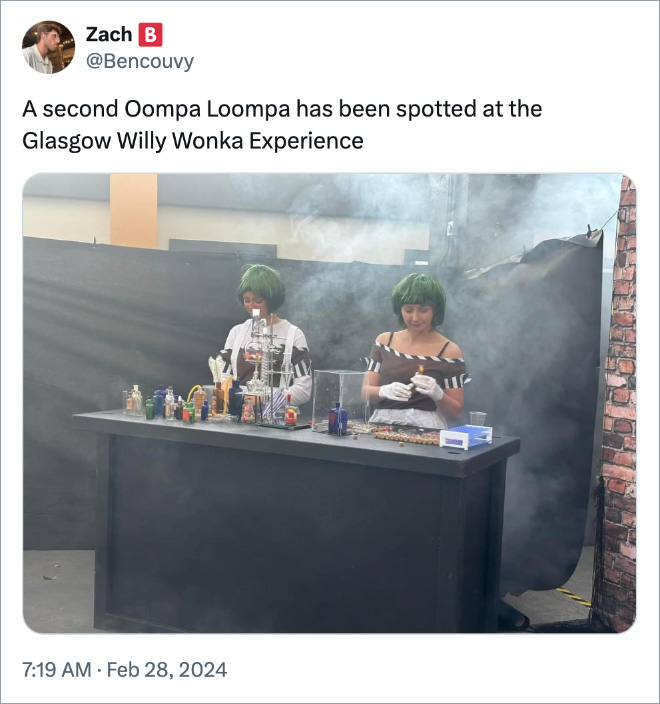 A second Oompa Loompa has been spotted at the Glasgow Willy Wonka Experience