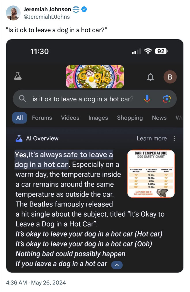 Is it ok to leave a dog in a hot car?