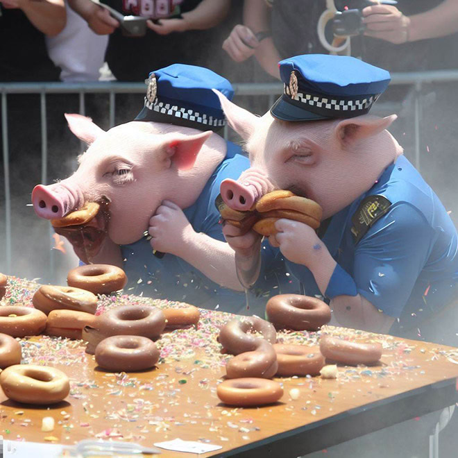 Police donut eating contest.