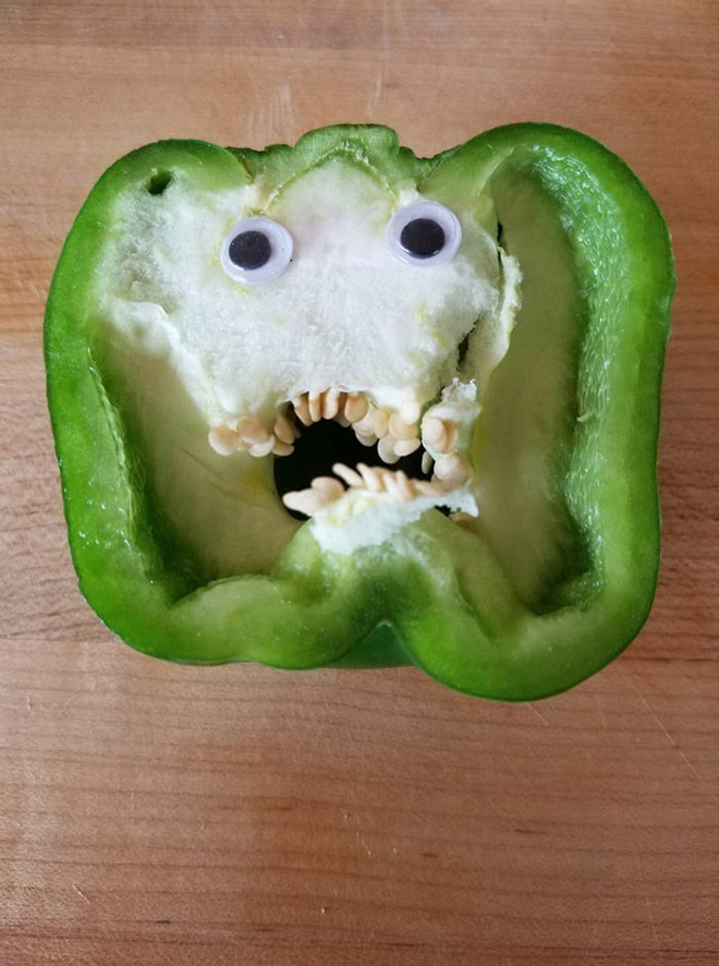 Peppers with googly eyes are hilarious.