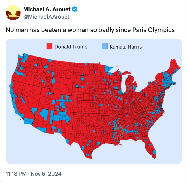 No man has beaten a woman so badly since Paris Olympics