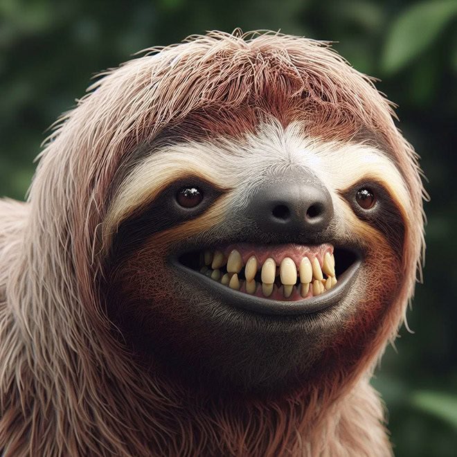 Animals with human teeth are hilariously creepy.