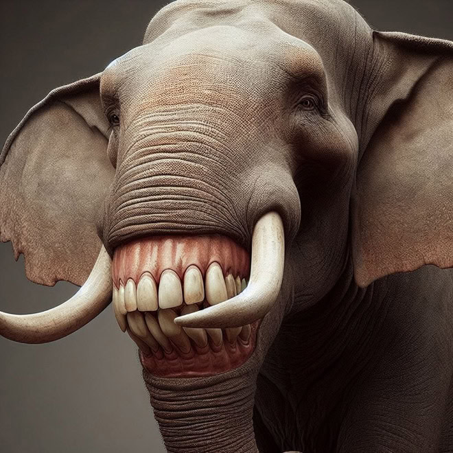 Animals with human teeth are hilariously creepy.