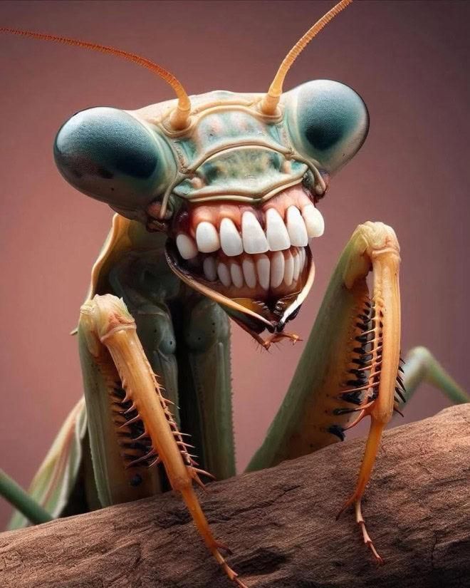 Animals with human teeth are hilariously creepy.