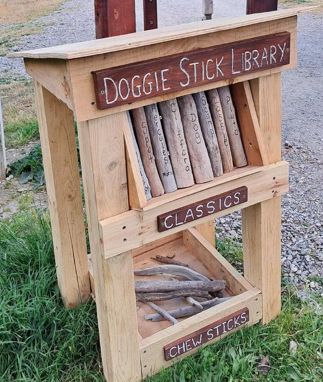 Dog stick library.