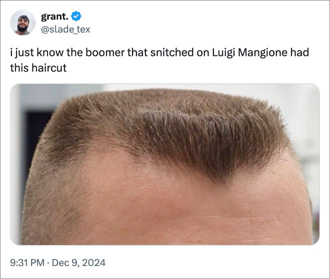 i just know the boomer that snitched on Luigi Mangione had this haircut