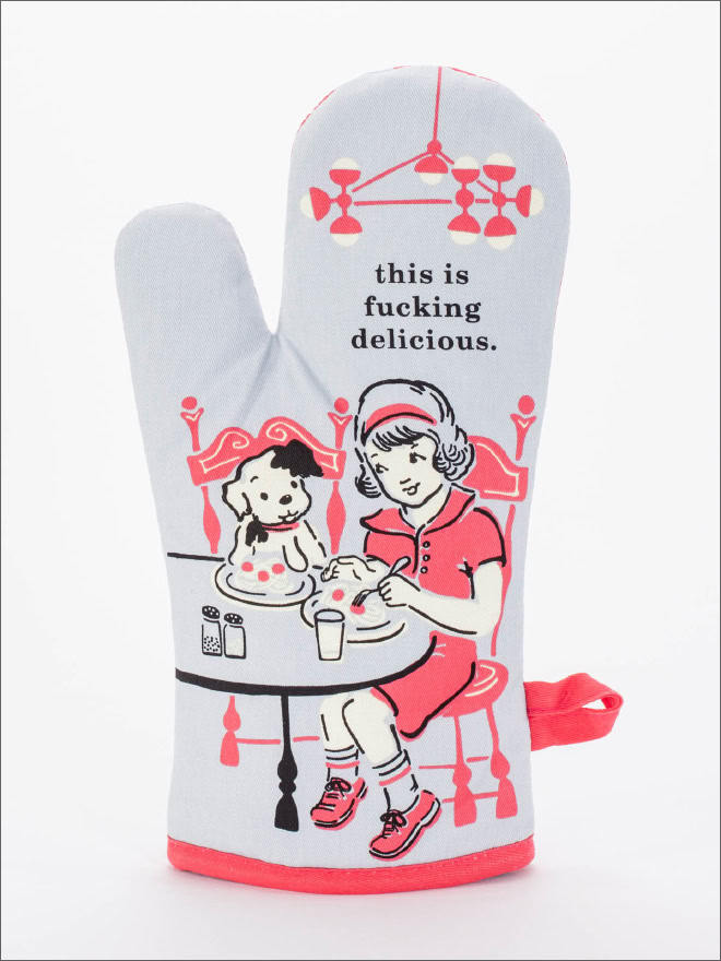 Funny oven mitt.