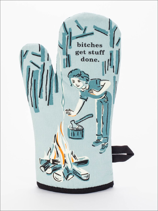 Funny oven mitt.