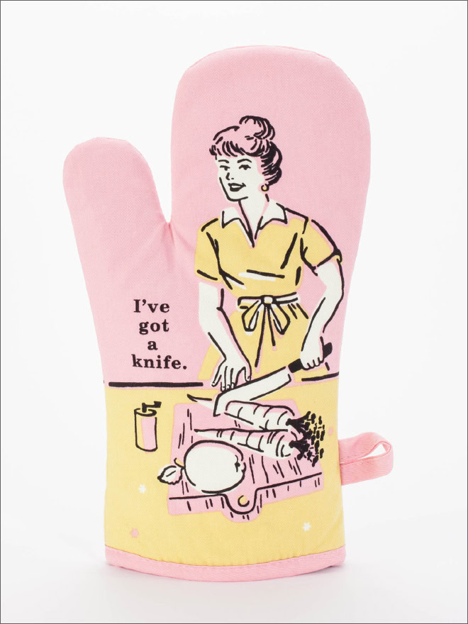 Funny oven mitt.