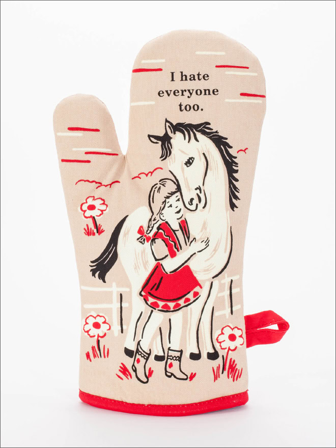 Funny oven mitt.