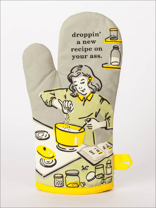 Funny oven mitt.