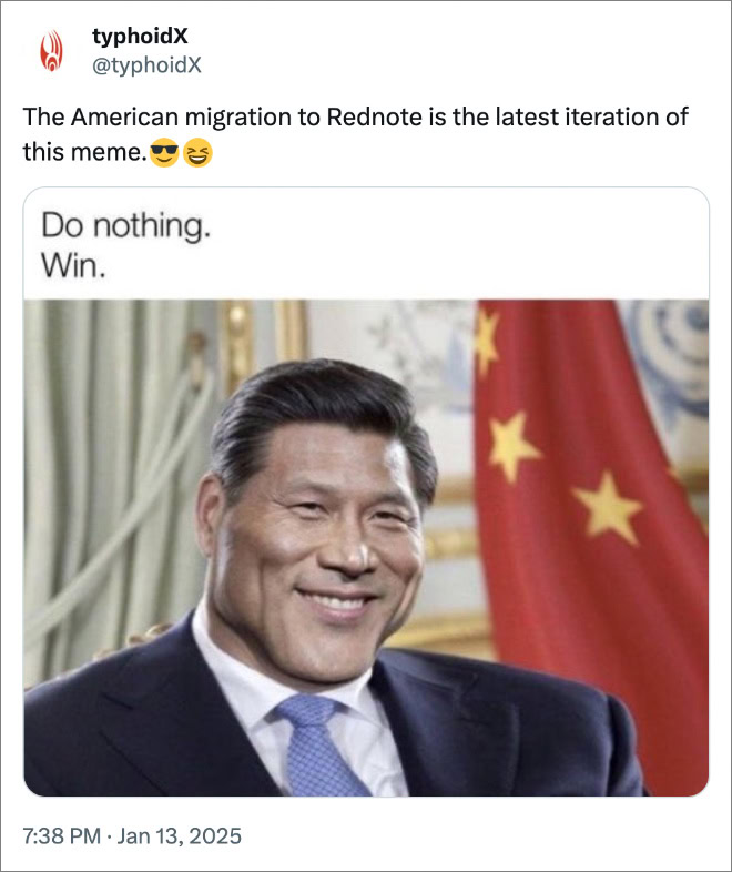 The American migration to Rednote is the latest iteration of this meme.