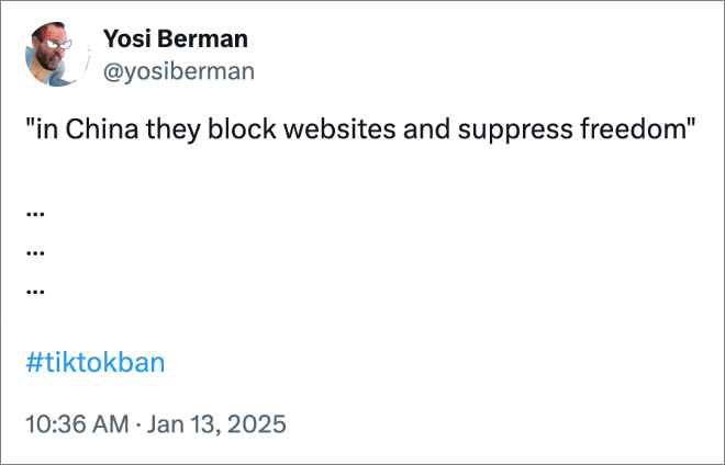 in China they block websites and suppress freedom