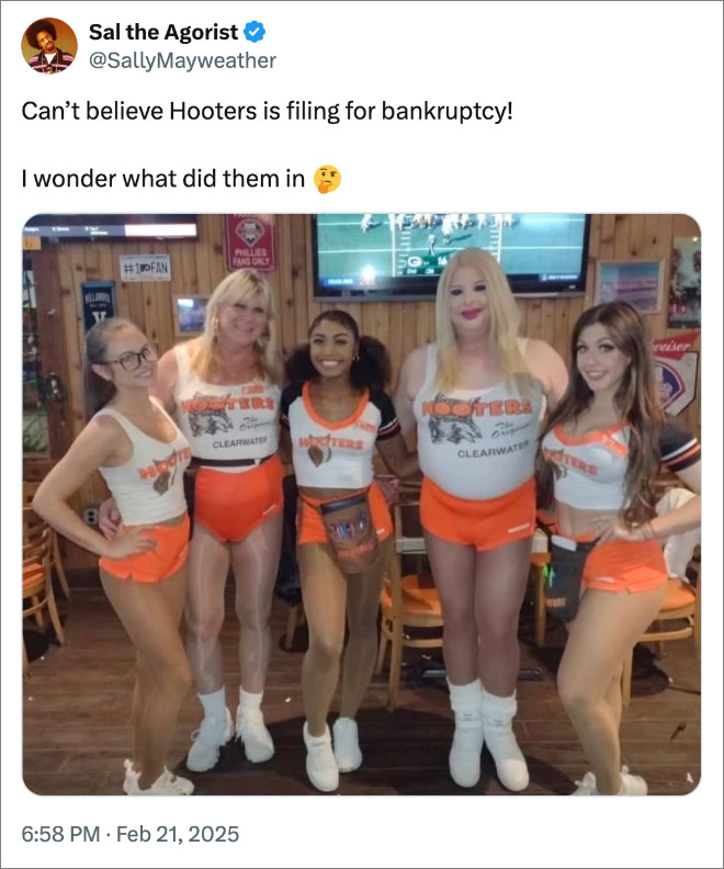 Can’t believe Hooters is filing for bankruptcy! I wonder what did them in